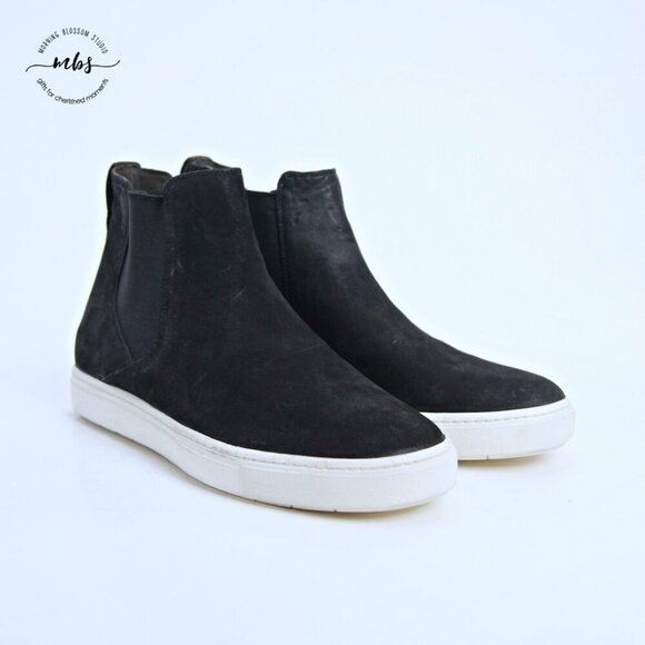 Vince Newlyn Suede Hidden Wedge Chelsea Boots Black Women 10 - Picture 2 of 14